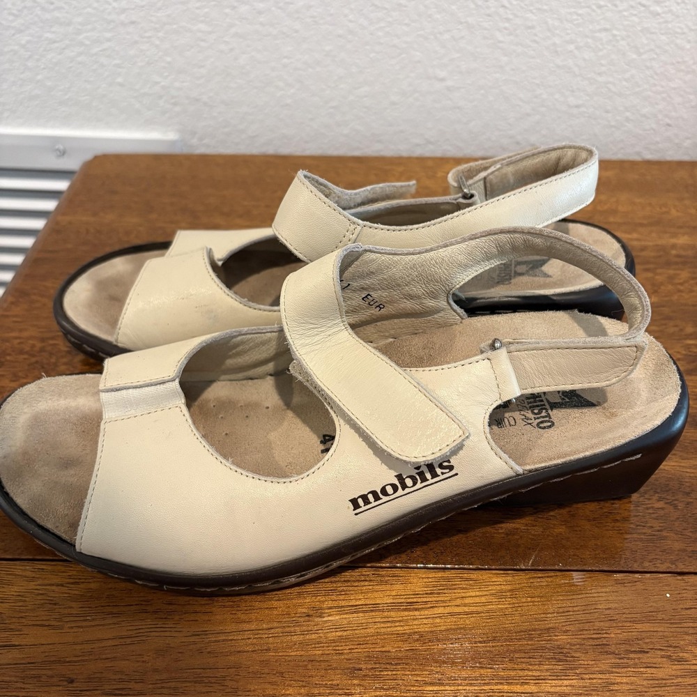 Mephisto Mobils Sandals Womens Size 41 EU Leather Wedge Comfort Hook & Loop